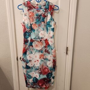 Calvin klein floral midi dress size 4